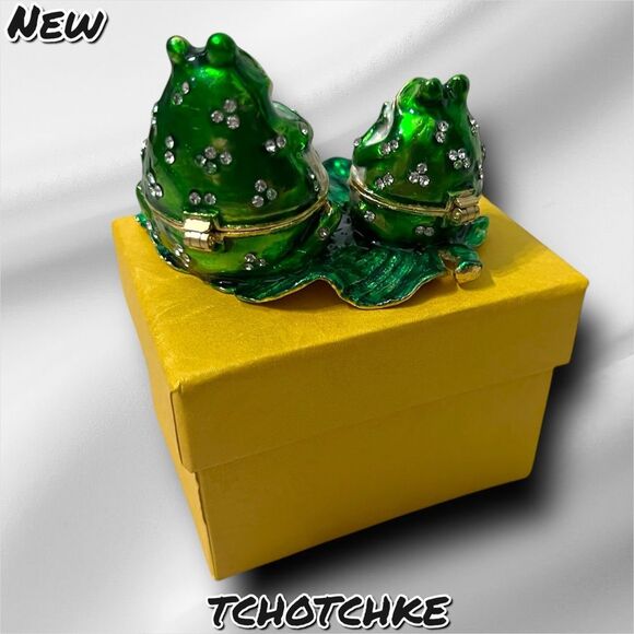 New NIB Vintage Double Frog Trinket Box Collectible – Tchotchke in Gift Box - Picture 8 of 9